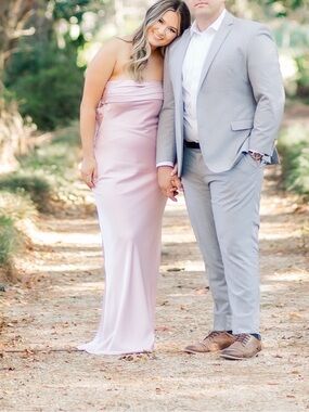Pink Satin Strapless Dress